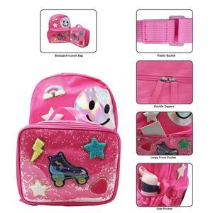 New NWT Office Depot Girls Pink Roller Skate School Backpack & Lunch Box Set